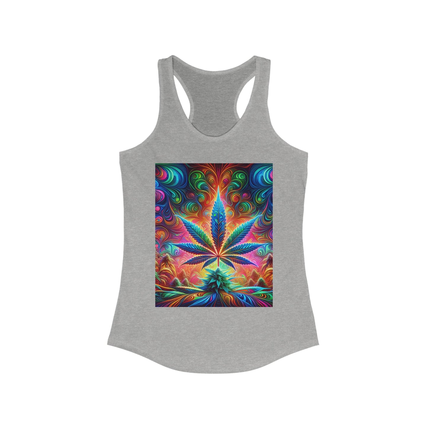 Colorful Cannabis Art Racerback Tank Top for Women