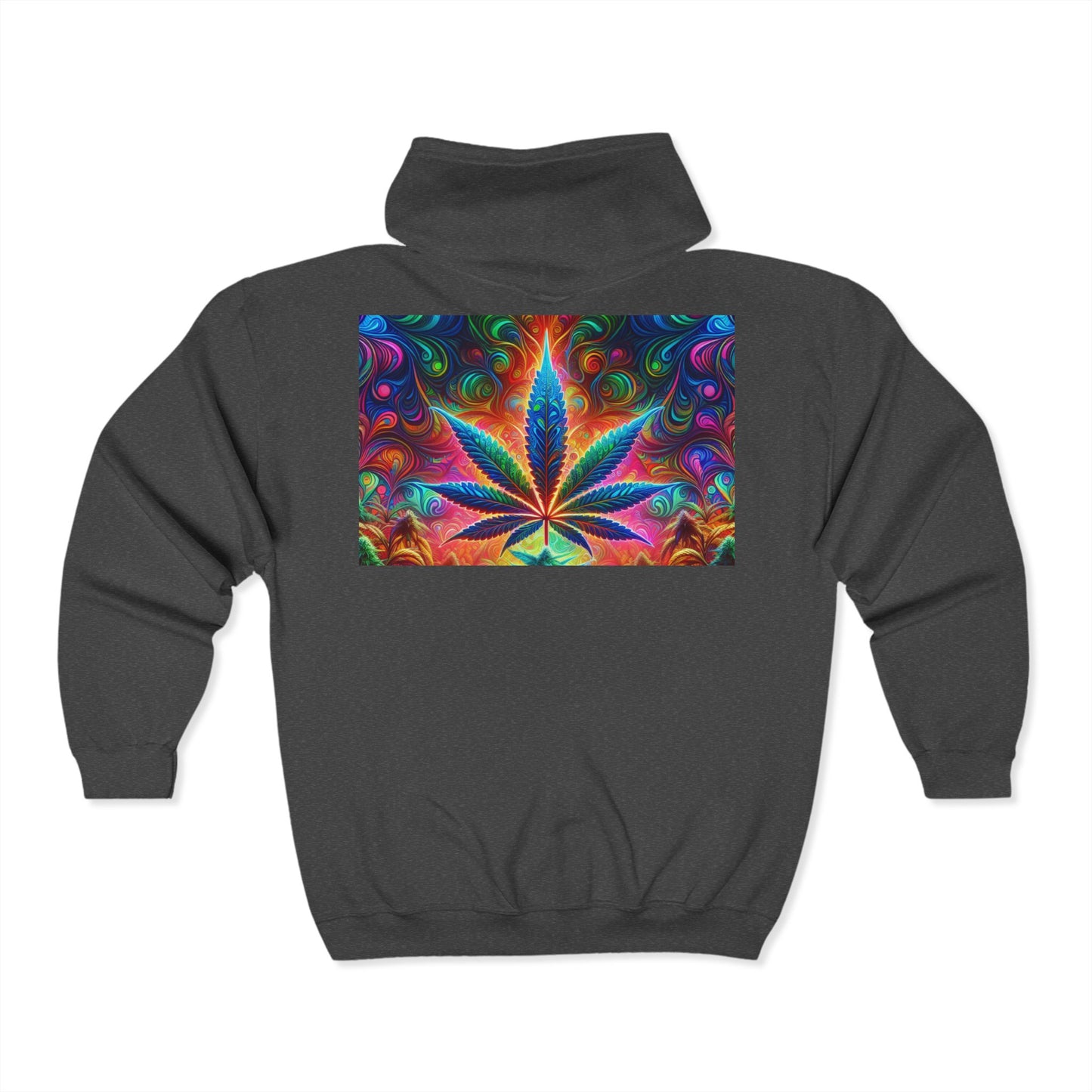 Vibrant Cannabis Art Zip-Up Hoodie for Free Spirits