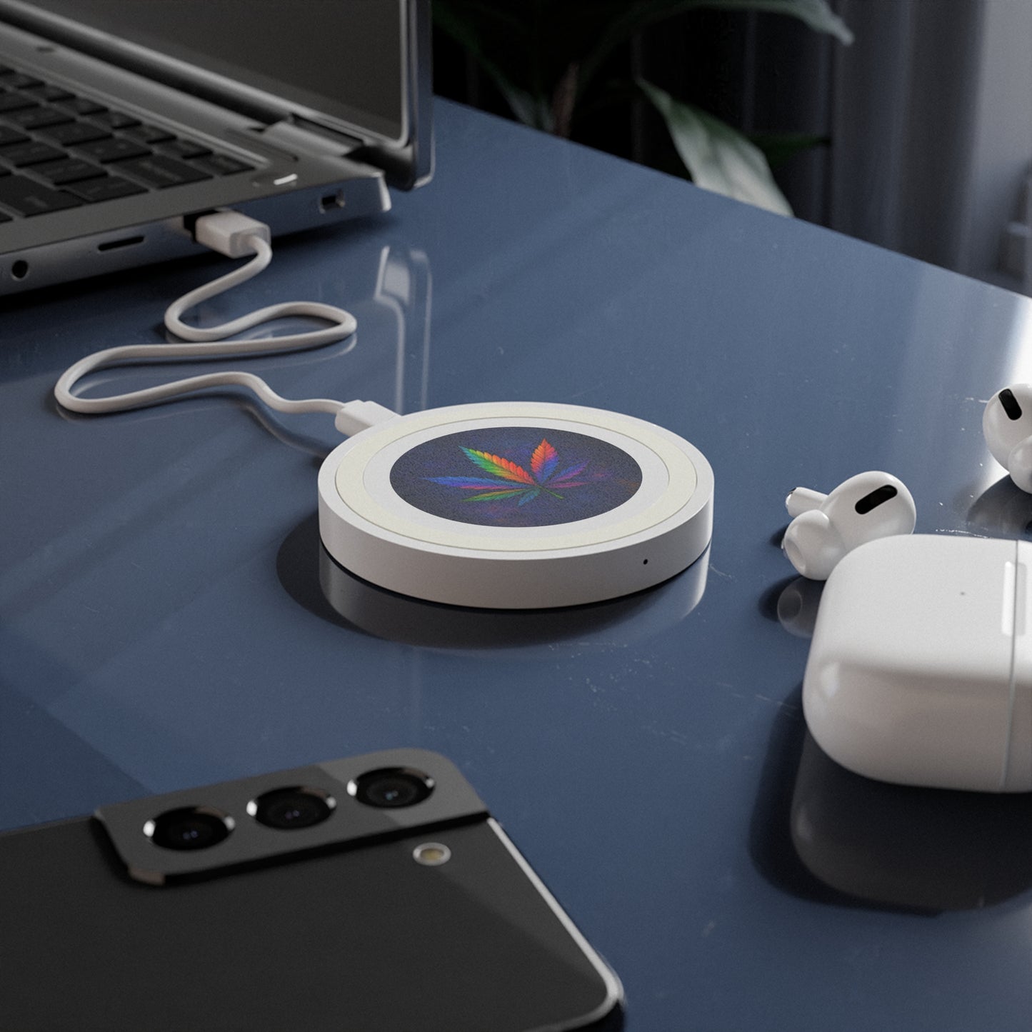 Colorful Cannabis Wireless Charging Pad - Eco-Friendly Tech Accessory