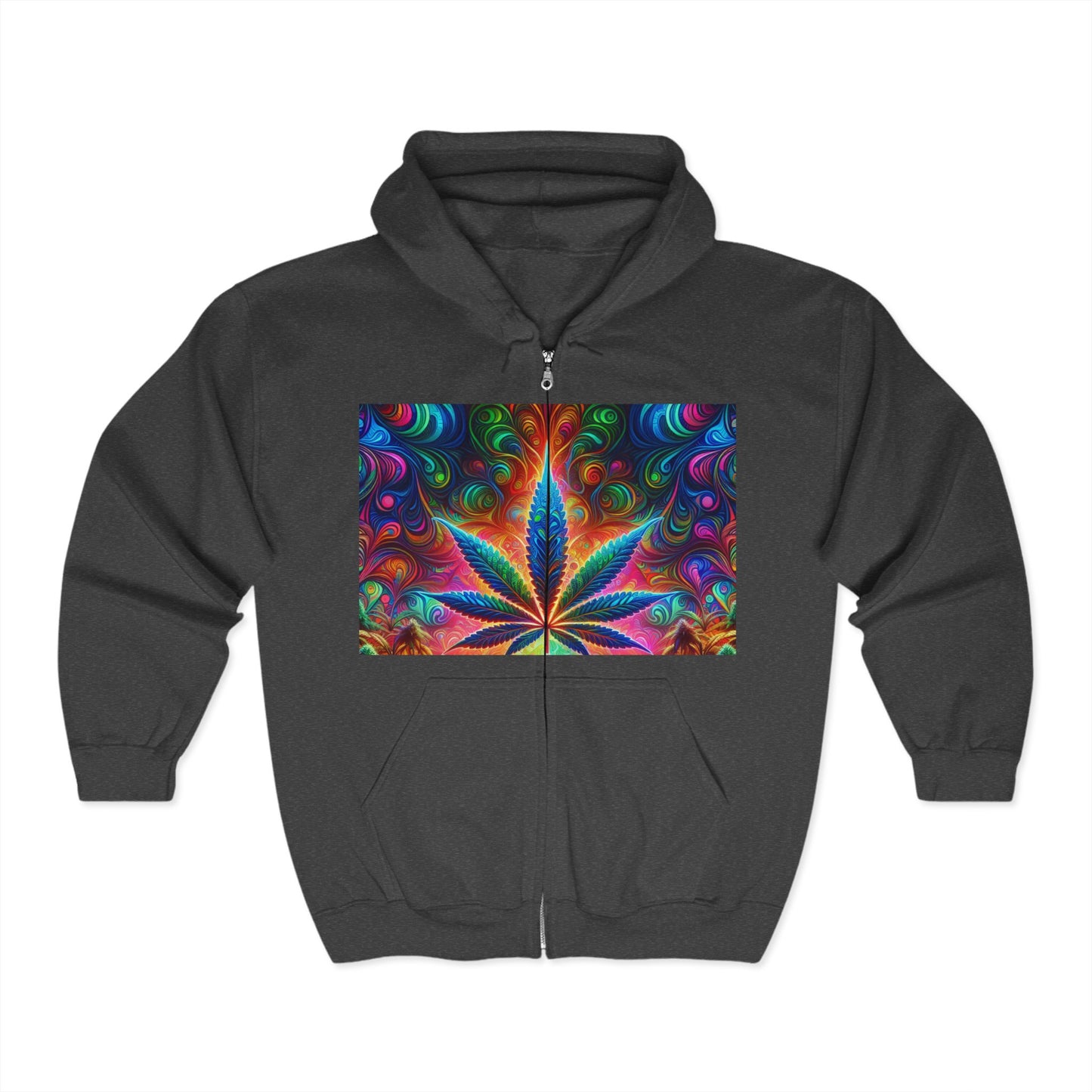 Vibrant Cannabis Art Zip-Up Hoodie for Free Spirits