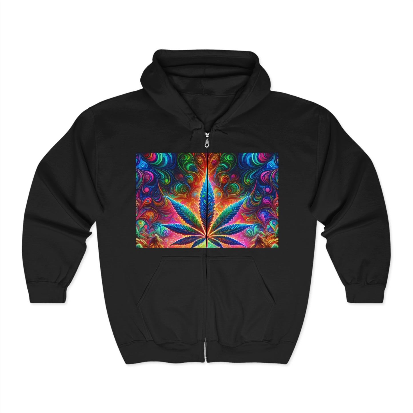 Vibrant Cannabis Art Zip-Up Hoodie for Free Spirits