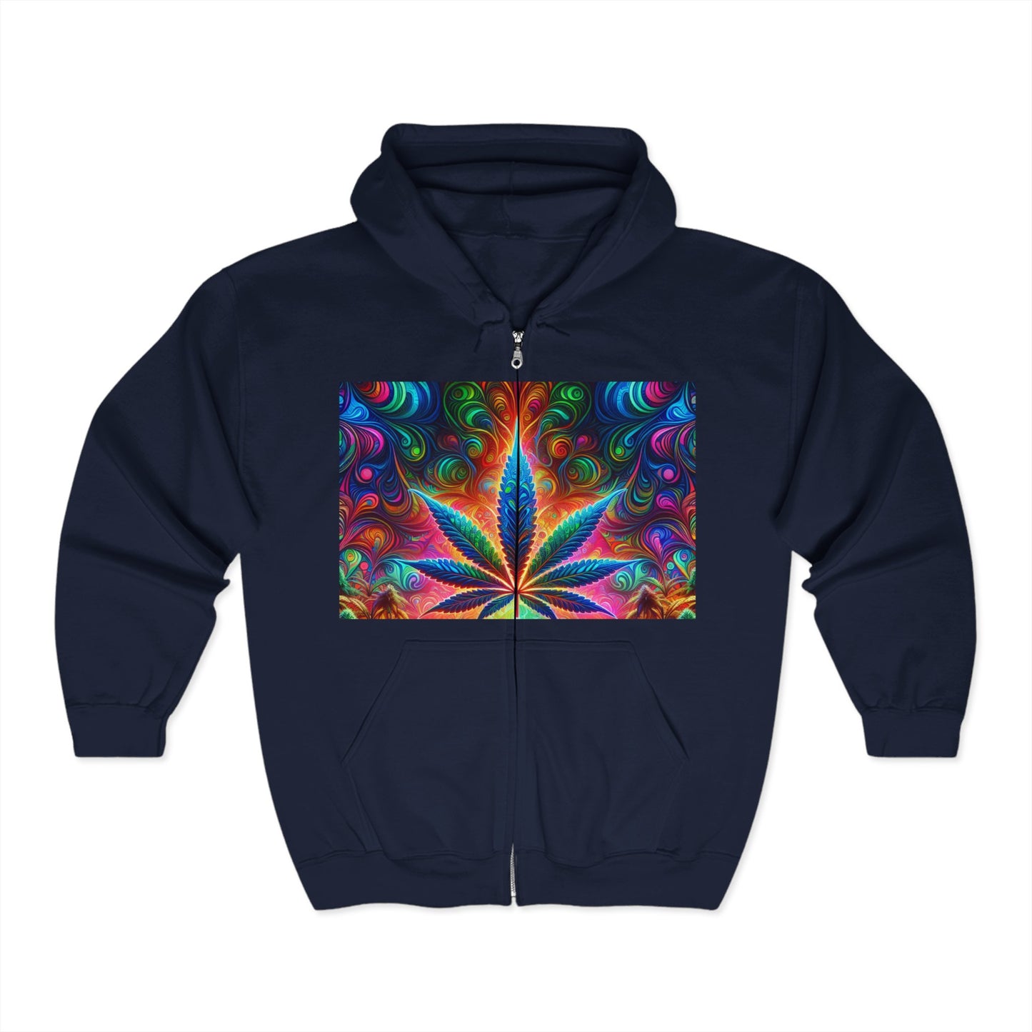 Vibrant Cannabis Art Zip-Up Hoodie for Free Spirits