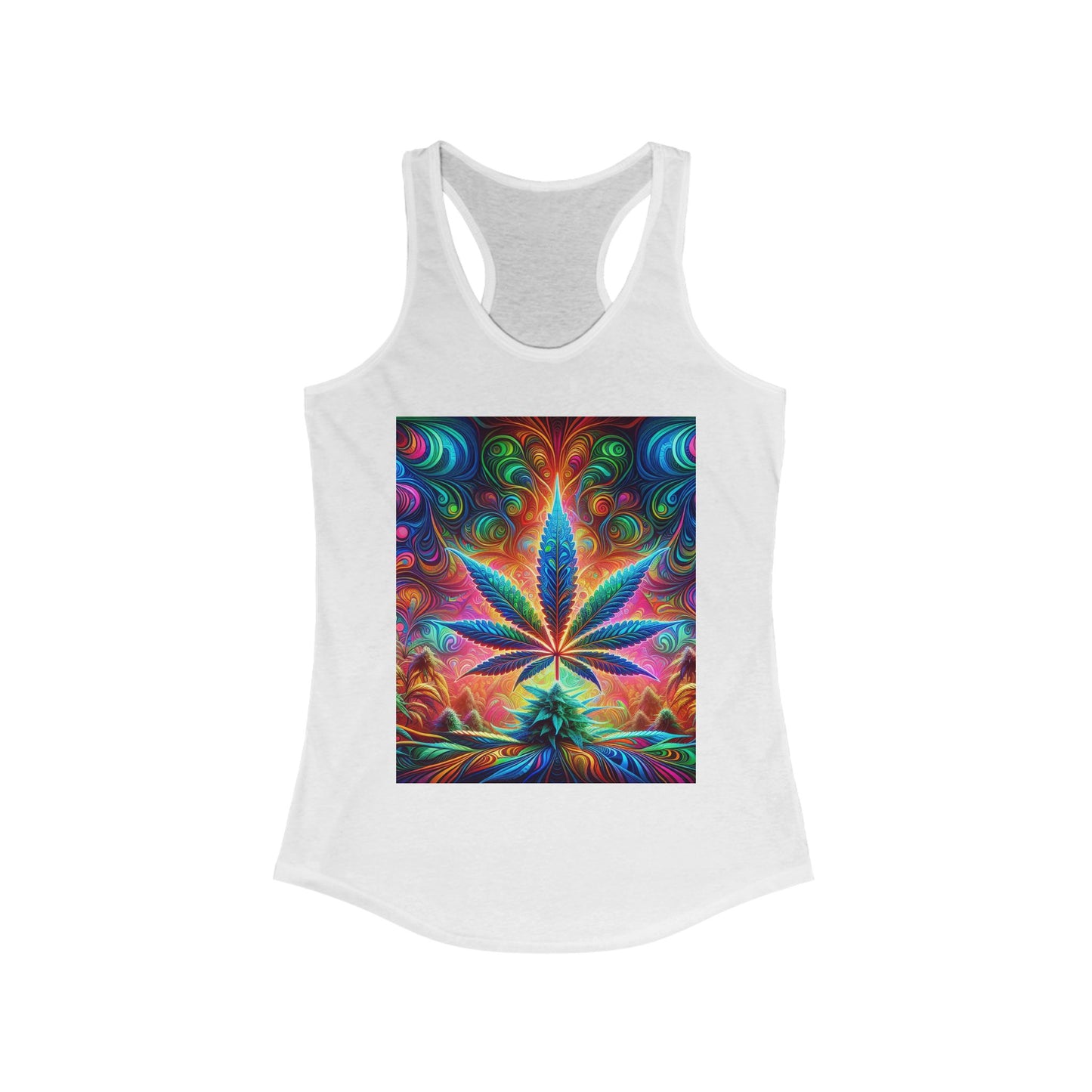 Colorful Cannabis Art Racerback Tank Top for Women