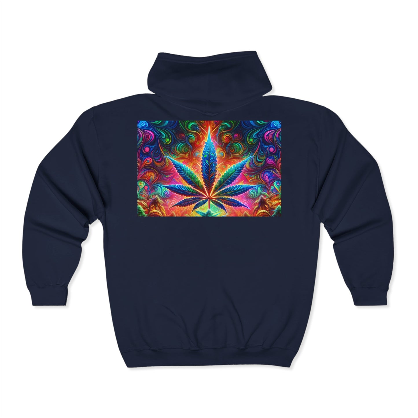 Vibrant Cannabis Art Zip-Up Hoodie for Free Spirits
