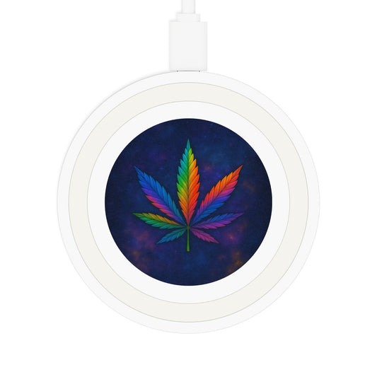 Colorful Cannabis Wireless Charging Pad - Eco-Friendly Tech Accessory