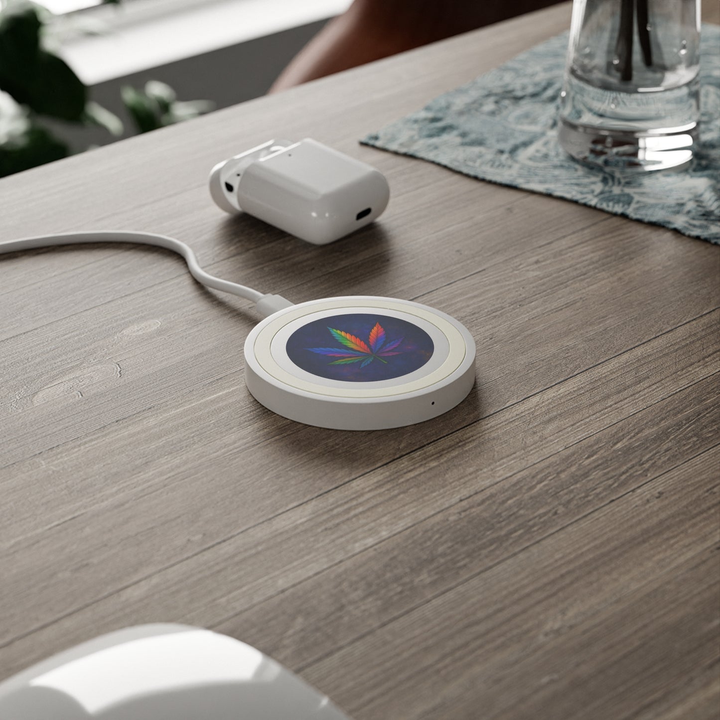 Colorful Cannabis Wireless Charging Pad - Eco-Friendly Tech Accessory