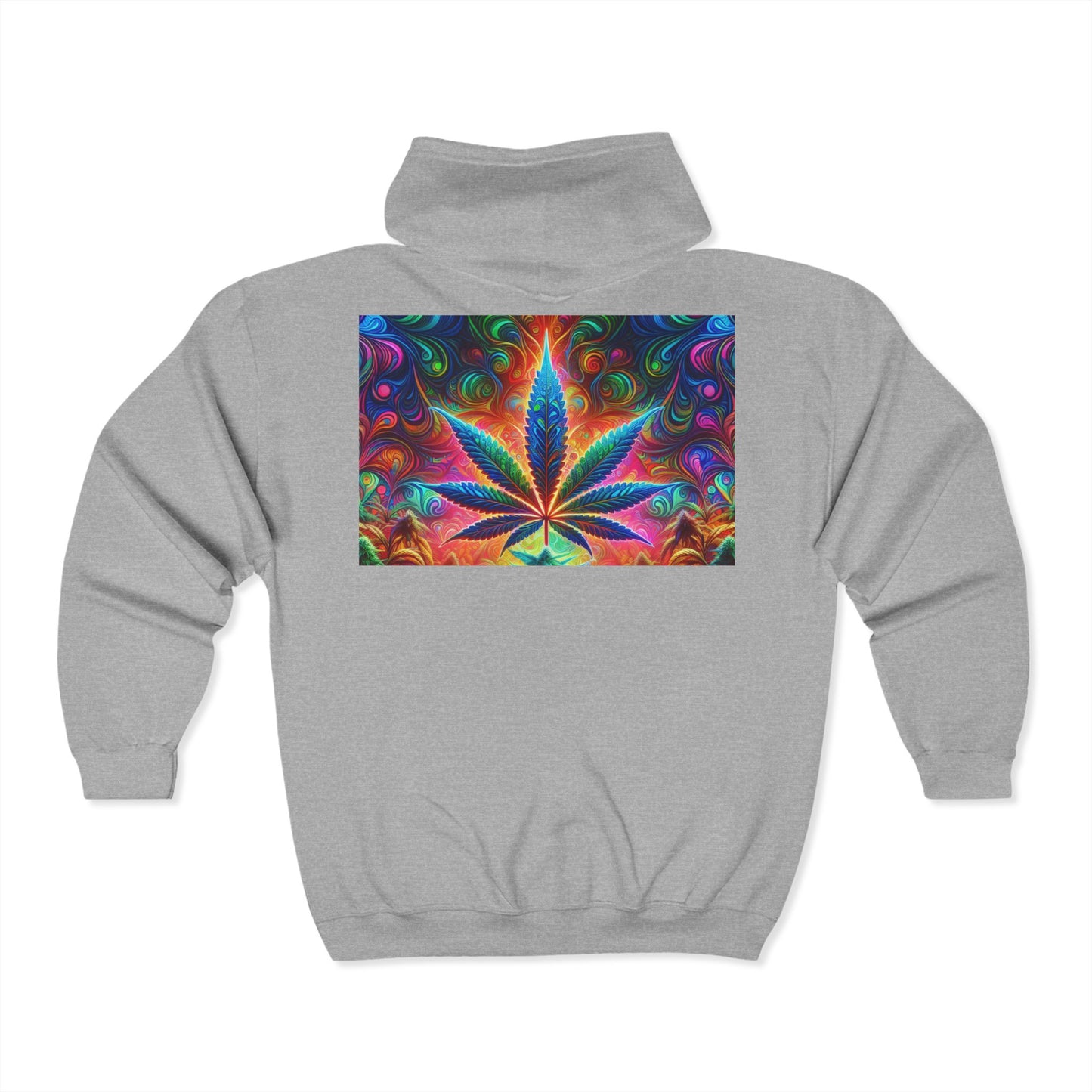 Vibrant Cannabis Art Zip-Up Hoodie for Free Spirits