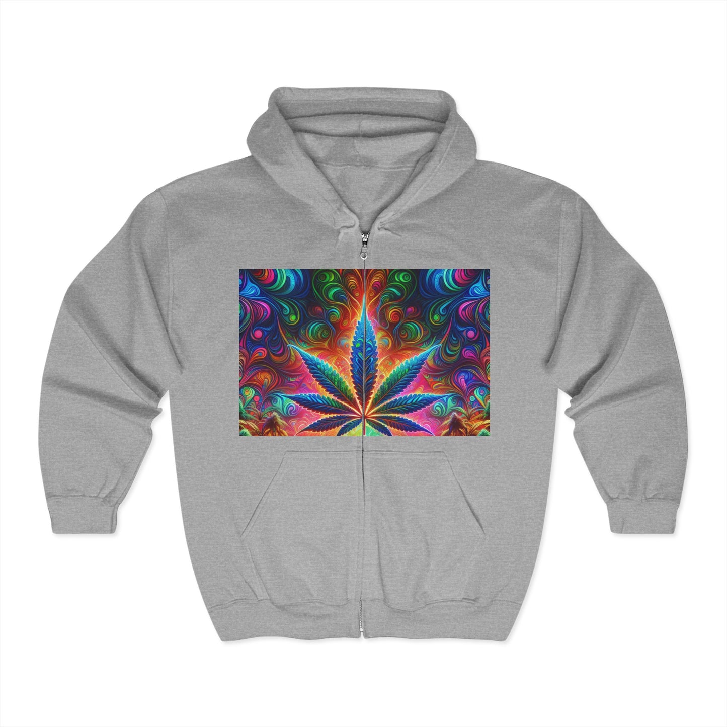 Vibrant Cannabis Art Zip-Up Hoodie for Free Spirits