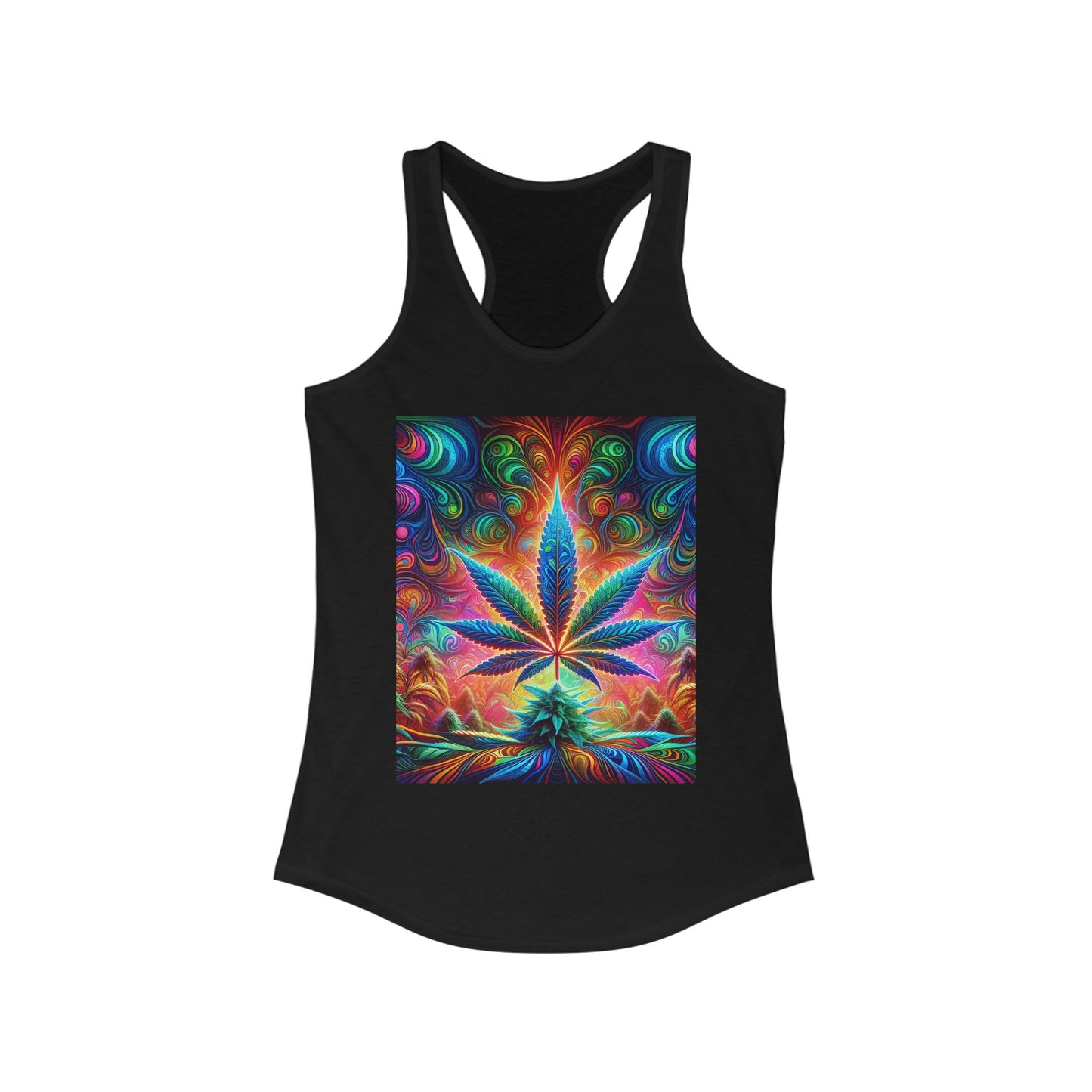 Colorful Cannabis Art Racerback Tank Top for Women