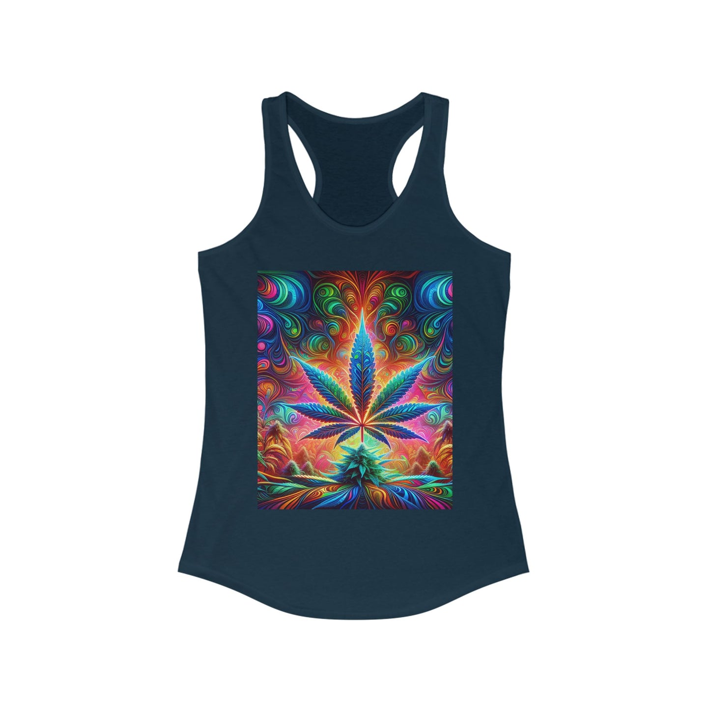 Colorful Cannabis Art Racerback Tank Top for Women