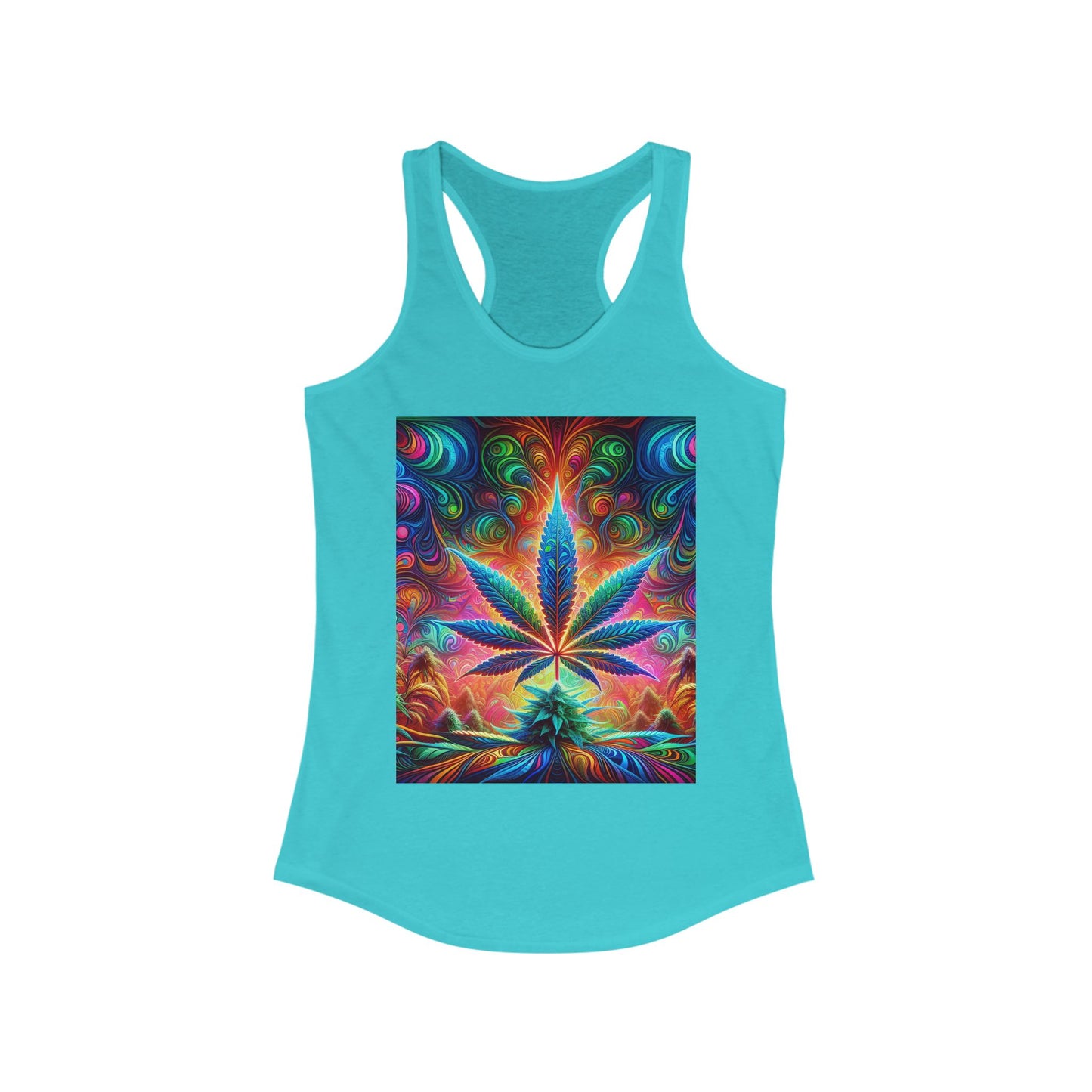 Colorful Cannabis Art Racerback Tank Top for Women