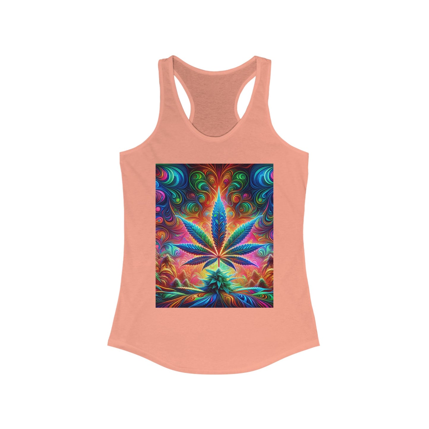 Colorful Cannabis Art Racerback Tank Top for Women