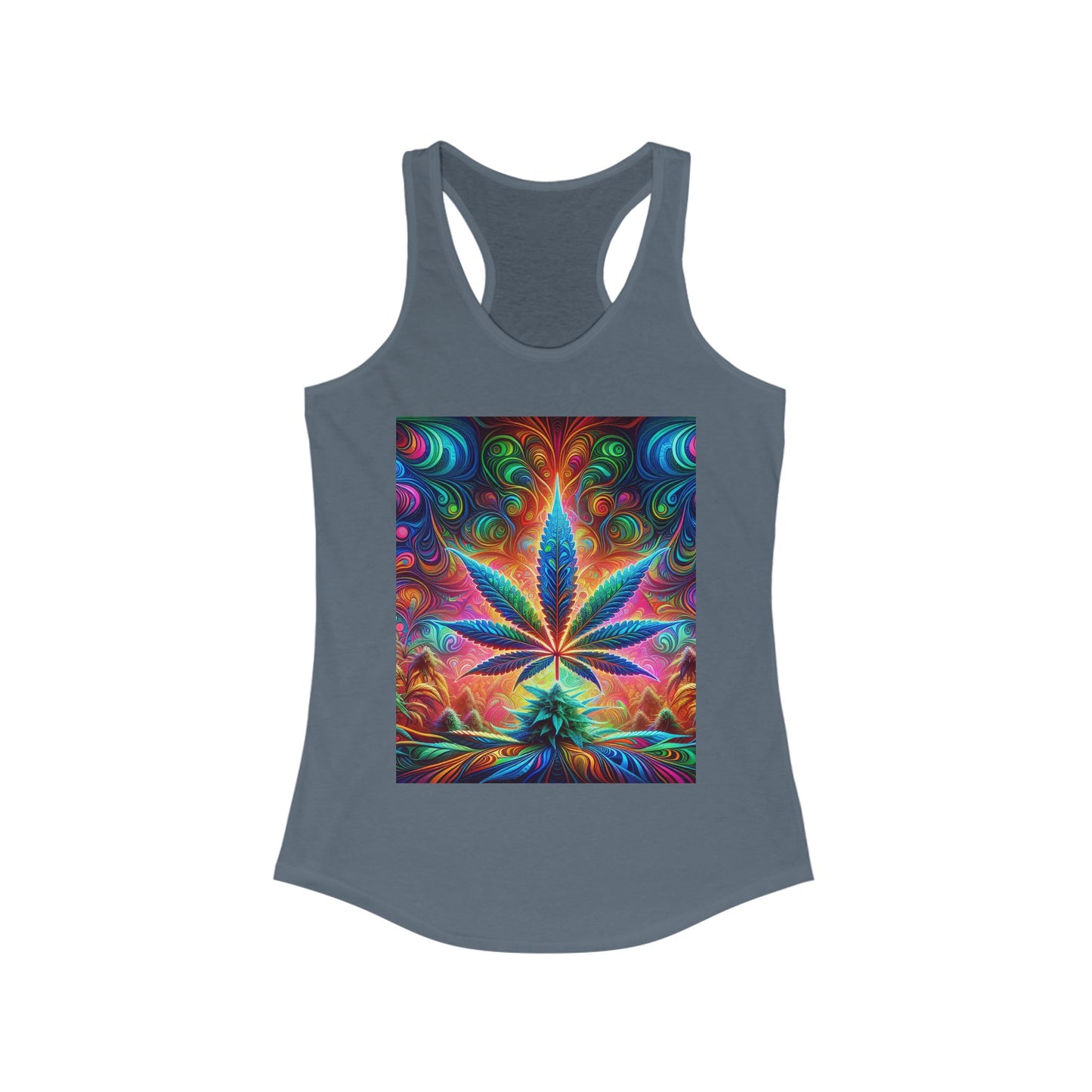 Colorful Cannabis Art Racerback Tank Top for Women