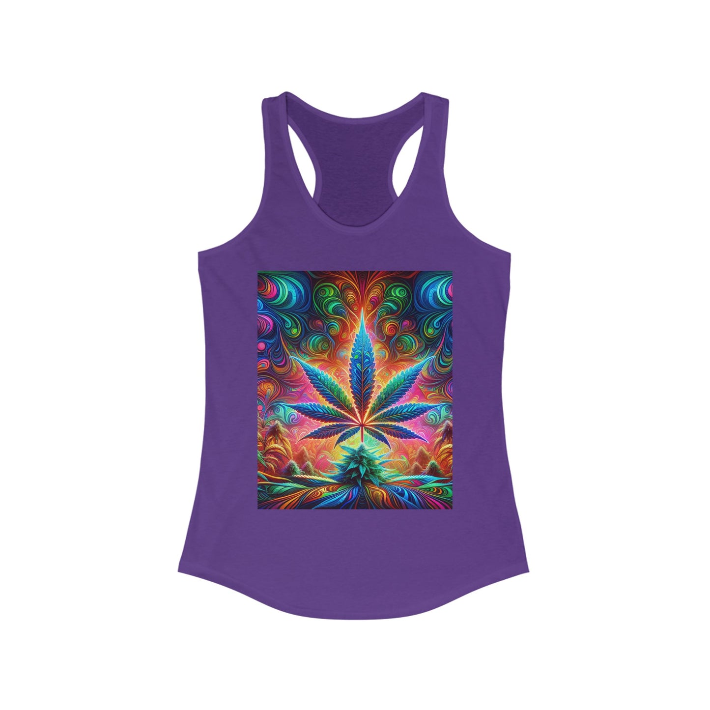 Colorful Cannabis Art Racerback Tank Top for Women