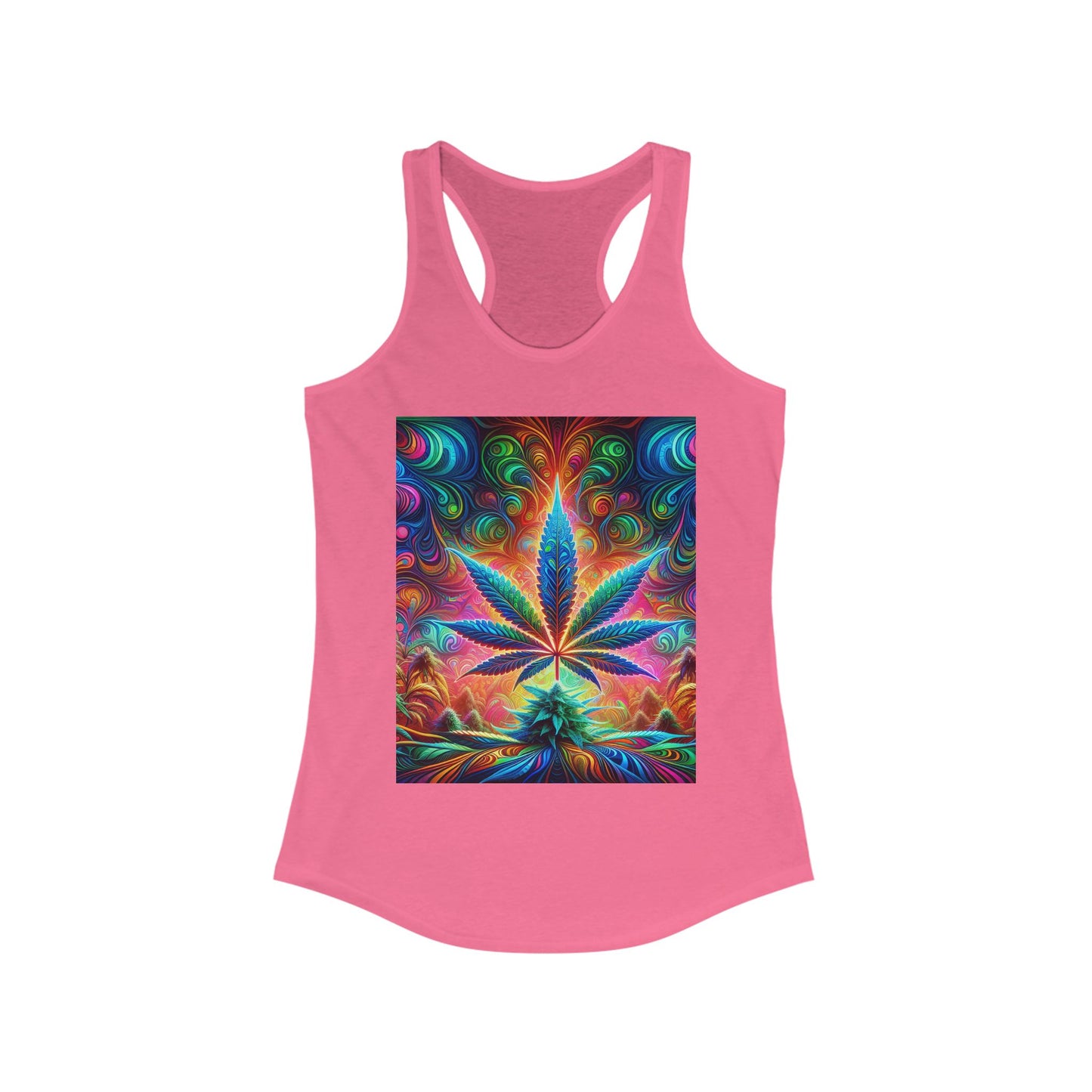 Colorful Cannabis Art Racerback Tank Top for Women