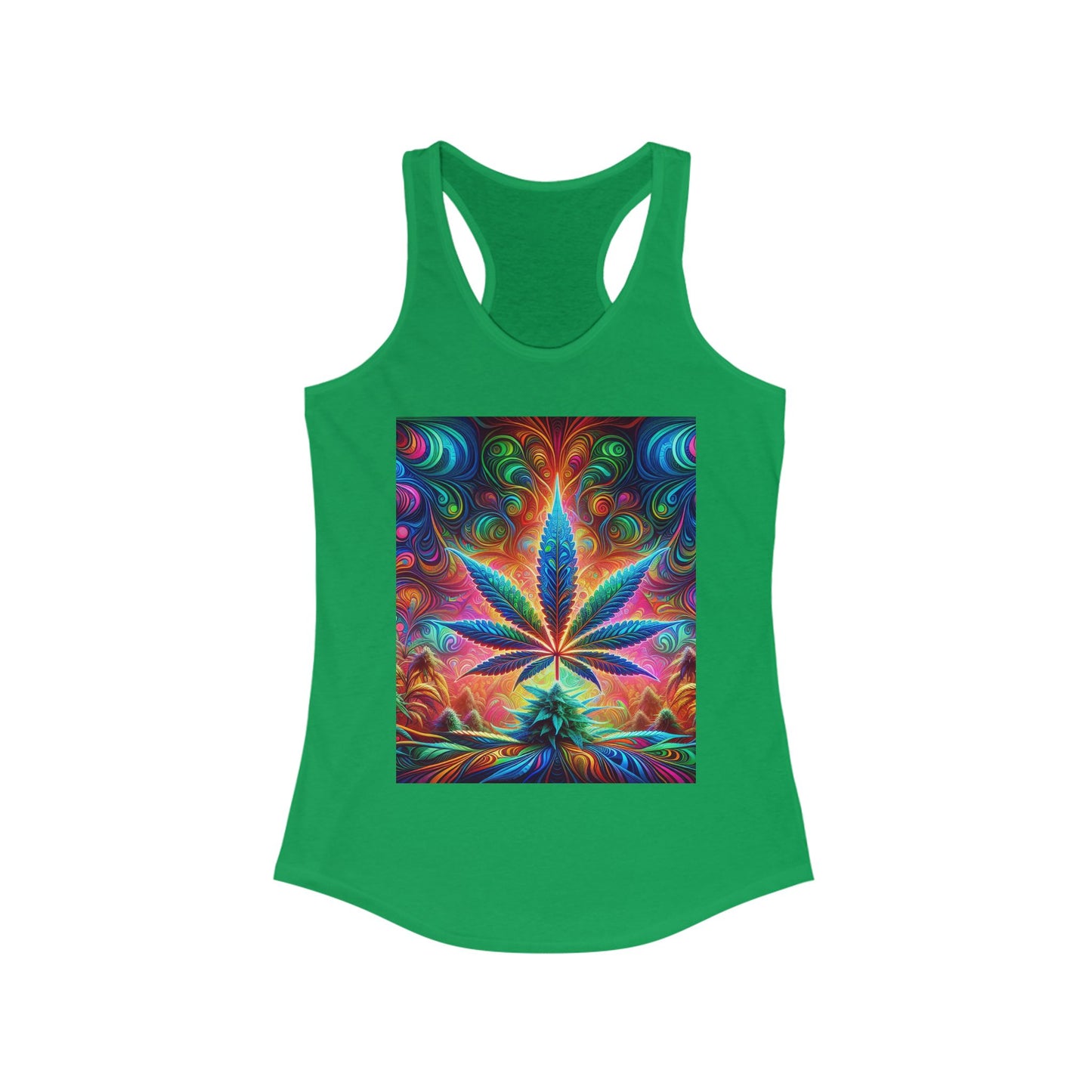 Colorful Cannabis Art Racerback Tank Top for Women